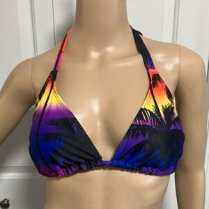 Like New Tropical Sunset Halter Bikini Top